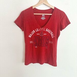 Angels Baseball Women's V-Neck Top, MLB, Size S